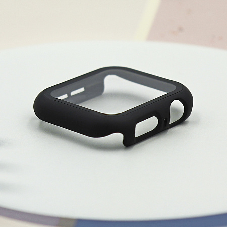 Защитное стекло с чехлом для Apple Watch 44mm, ударопрочный, цвет черный