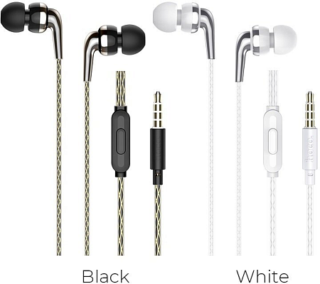 Проводные наушники M71 Inspiring universal earphones with mic, HOCO, вакуумные с микрофоном, белые