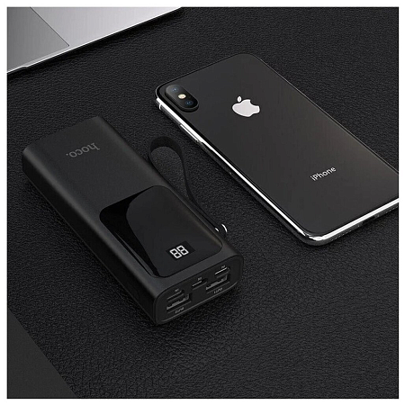 Универсальный Доп. Аккумулятор 10000mAh, Q4, HOCO, 2 PD 20W+1 USB 3.0, mini, черный