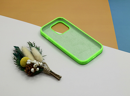 Чехол-накладка для iPhone 14 Pro, Silicon Case, без лого, ярко-зеленый