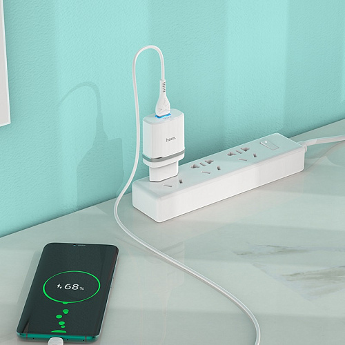 Сетевое зарядное устройство, 1 USB 3.0A (C12Q), HOCO, Type-C, белый