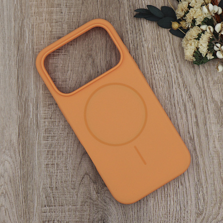 Чехол-накладка для iPhone 17 Pro, Silicon Case, магнитный (MagSafe), без лого, X-CASE, оранжевый