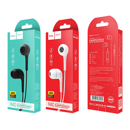 Проводные наушники M40 Prosody Universal Earphone, HOCO, вакуумные с микрофоном, черные