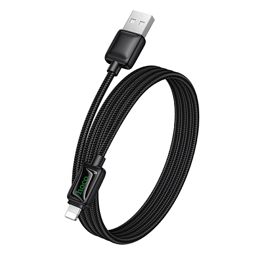 USB дата кабель Lightning, HOCO, U146, 1.2 метра, с дисплеем, цвет черный