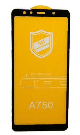 Защитное стекло на Samsung A750F, Galaxy A7(2018) 9D, черный, X-CASE
