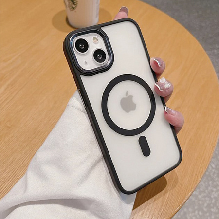 Чехол силиконовый для iPhone 15 (6.1), Магнитный (MagSafe), X-CASE, черный
