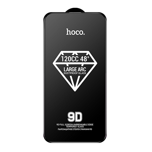 Защитное стекло для iPhone 14 Pro, A34, HOCO, 9D large arc dustproof glass, черное