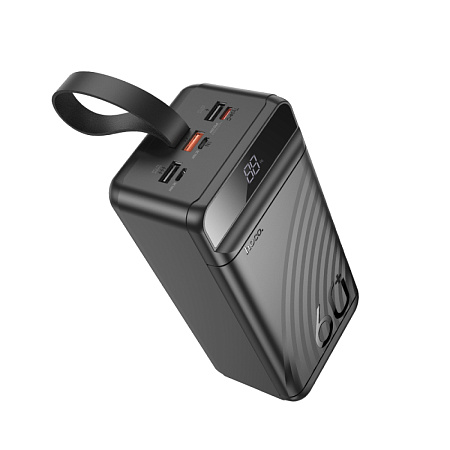 Универсальный Доп. Аккумулятор 60000mAh, J123C, HOCO, 1 USB-A (22.5W)+2 USB-A+1 PD (20W), вход  TC/Mic/Lig, черный