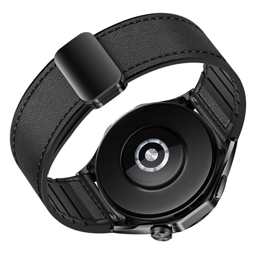 Ремешок на руку универсальный для умных часов 22мм, HOCO, WH18, кожа с силиконом, черный