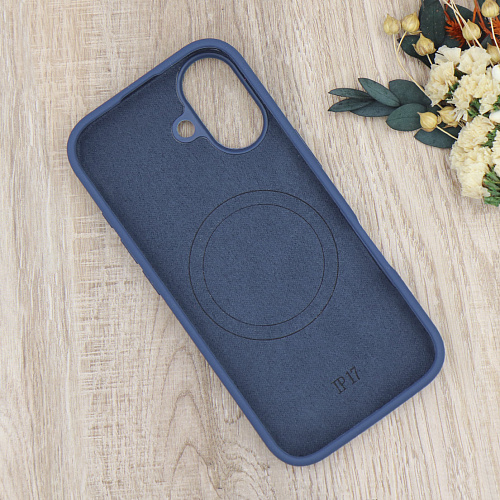 Чехол-накладка для iPhone 17, Silicon Case, магнитный (MagSafe), с дизайном, без лого, X-CASE, синий