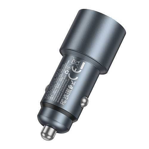 Автомобильное зарядное устройство, 1 USB QC3.0 18W, 1 PD 30W (Z60), HOCO, серый