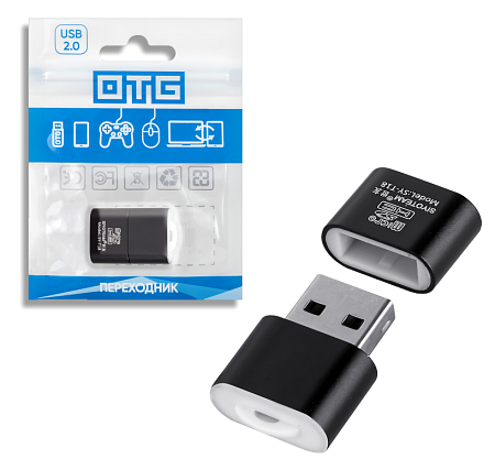 Картридер USB Micro SD, CR-01, черный