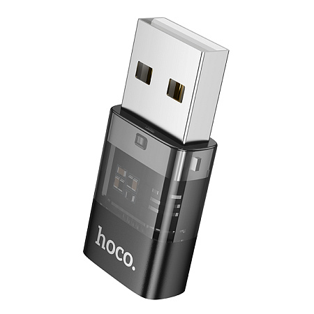 Переходник с USB 2.0 (папа) на Type-C (мама), UA36C, HOCO, черный