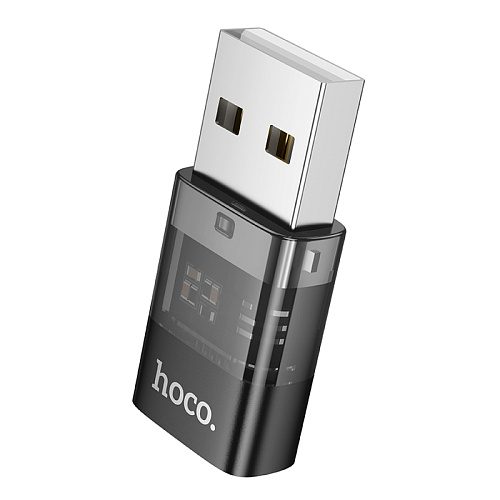 Переходник с USB 2.0 (папа) на Type-C (мама), UA36C, HOCO, черный