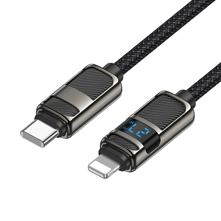 Кабель Lightning to Type-C (PD), HOCO, U137, 1.2м, с дисплеем, черный