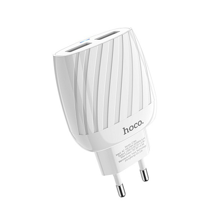 Сетевое зарядное устройство, 2 USB 2.4A (C78A), HOCO, белый