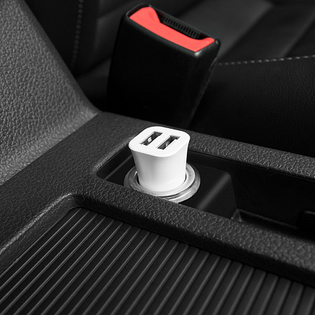 Автомобильное зарядное устройство, 2 USB 2.4A (Z12), белый