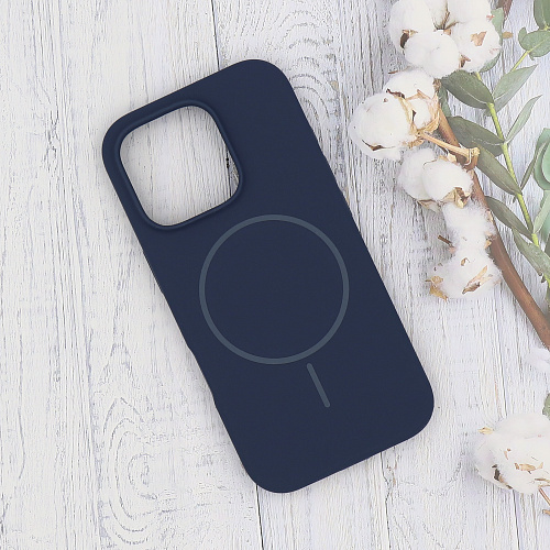 Чехол-накладка для iPhone 16 Pro, Silicon Case, магнитный (MagSafe), без лого, X-CASE, синий