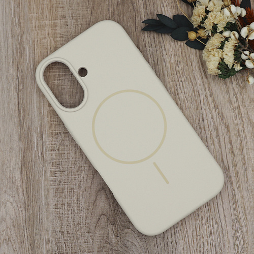 Чехол-накладка для iPhone 17, Silicon Case, магнитный (MagSafe), без лого, X-CASE, бежевый