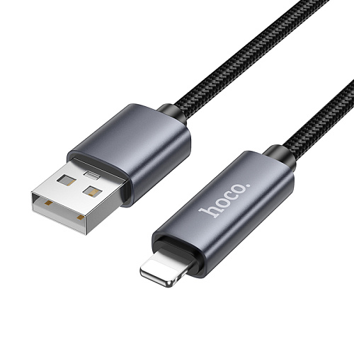 USB дата кабель Lightning, HOCO, X112, 1M, с дисплеем, черный