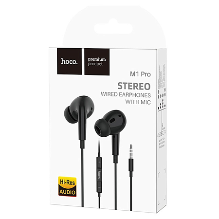 Проводные наушники M1 Pro Original series earphones, вакуумные с микрофоном, HOCO, черные