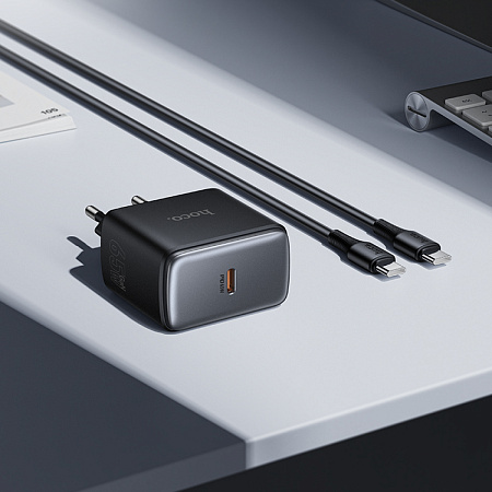 Сетевое зарядное устройство, 1 PD 65W (C159A), HOCO, Type-C to Type-C, цвет черный
