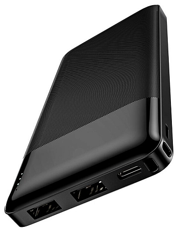 Универсальный Доп. Аккумулятор 10000mAh, J72, HOCO, 2 USB (5V/2.0A), черный
