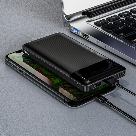 Универсальный Доп. Аккумулятор 10000mAh, J72, HOCO, 2 USB (5V/2.0A), черный