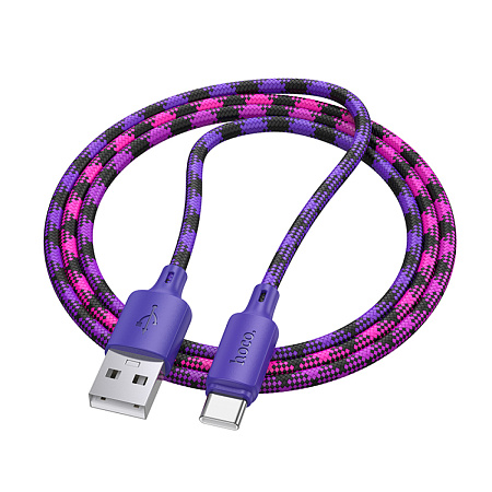 USB Кабель Type-C, HOCO, X116, 1м, разноцветный фиолетовый с розовым или оранжевым