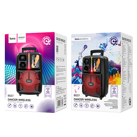 Колонка BS37, +1 проводной микрофон, Dancer outdoor wireless speaker , HOCO, черная