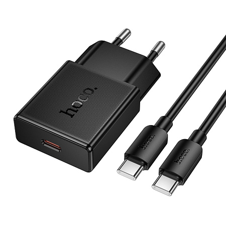 Сетевое зарядное устройство, 1 PD 25W (N74), HOCO, Type-C to Type-C, черный