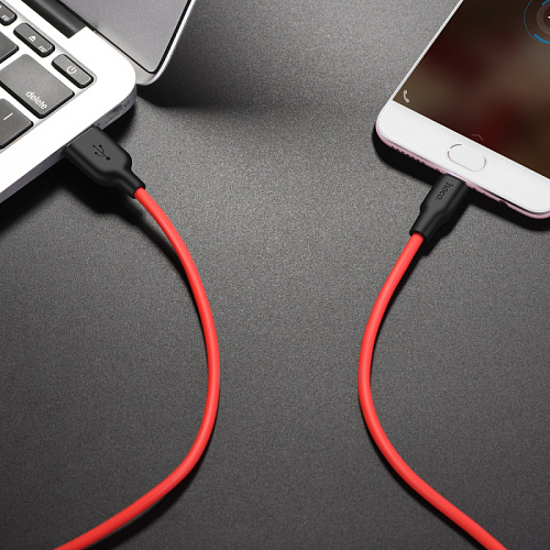 USB Кабель Micro, HOCO, X21 Plus, силиконовый, черно-красный