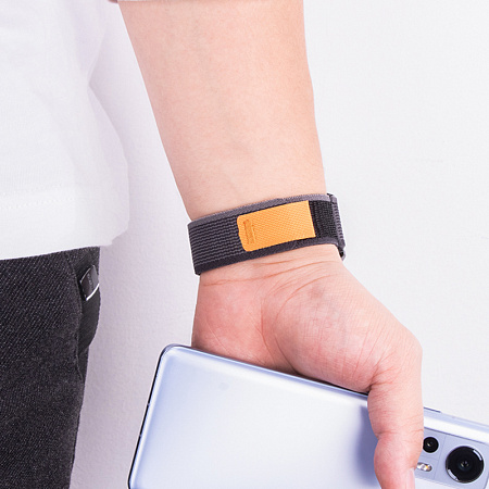 Ремешок на руку универсальный для умных часов 20мм, HOCO, WH04, нейлоновый, черный с серым