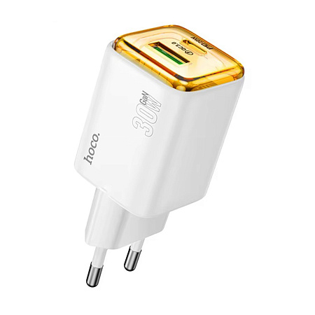 Сетевое зарядное устройство, 1 USB 3.0 QC+1 PD 30W (N53), Type-C to Lightning, HOCO, белый