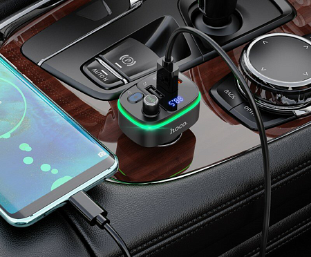 Bluetooth FM модулятор, E62, HOCO, 1 PD 20W+1 QC3.0+1 USB, черный
