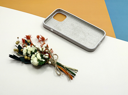Чехол-накладка для iPhone 14, Silicon Case, без лого, светло-серый