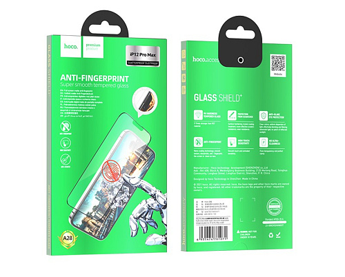 Защитное стекло на iPhone 12 Pro Max (6.7) A28, HOCO, Full screen matte super clear anti-fingerprint, черное