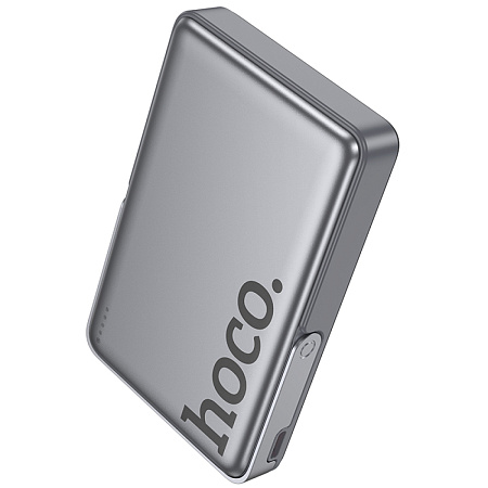 Универсальный Доп. Аккумулятор 10000mAh, Q36A, HOCO, 1 PD 20W, беспроводная зарядка (MagSafe), с подставкой, серый