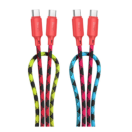 Кабель Type-C на Type-C, HOCO, X116, 60W, разноцветный красный с желтым или синим