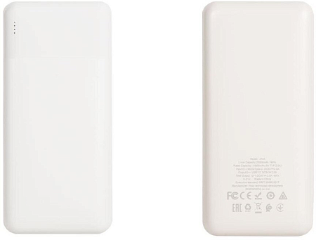 Универсальный Доп. Аккумулятор 20000mAh, J72A, HOCO, 2 USB (5V/2.0A), белый