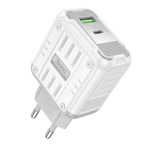 Сетевое зарядное устройство, 1 PD 45W + 1 USB 3.0 QC (C136A), HOCO, белый