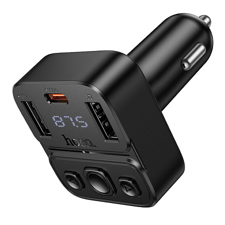 Bluetooth FM модулятор, E87, HOCO, 1 USB QC3.0+1 PD (20Вт)+1 USB 5V/0.5A, черный