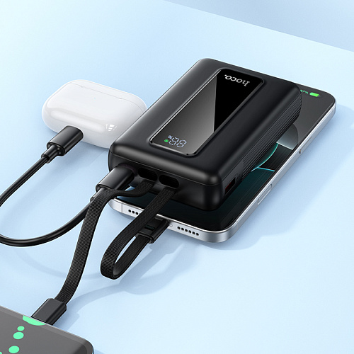 Универсальный Доп. Аккумулятор 20000mAh, J162A, HOCO, выход: 1 USB (22.5) 1 PD (20W) кабель: Type-C, Lightning, черный
