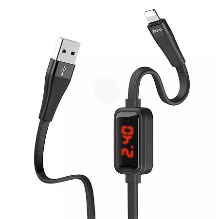 USB дата кабель Lightning, HOCO, S4 with timing display, черный