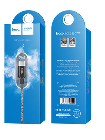 USB Кабель Type-C, HOCO, X14, 2М, черный