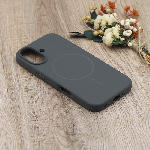 Чехол-накладка для iPhone 17, Silicon Case, магнитный (MagSafe), без лого, X-CASE, угольно-серый