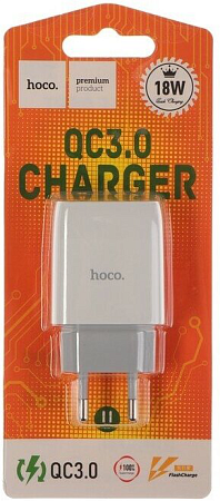 Сетевое зарядное устройство, 1 USB 3.0A (C72Q), HOCO, белый