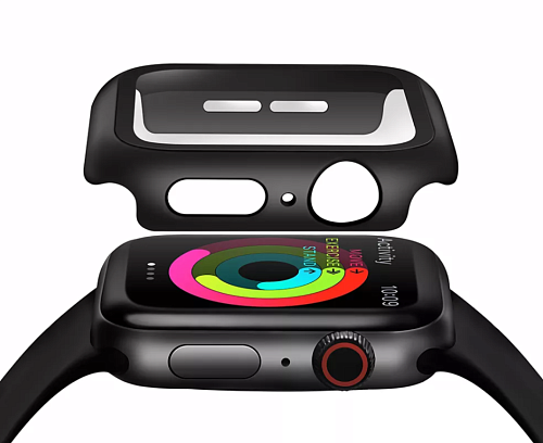 Защитное стекло с чехлом для Apple Watch 41mm, ударопрочный, цвет черный