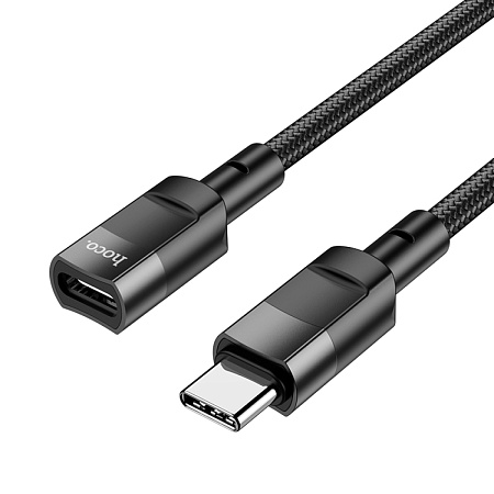 USB удлинитель с Type-C (папа) на Type-C (мама), 1.2 m, USB 2.0, HOCO, U107, черный