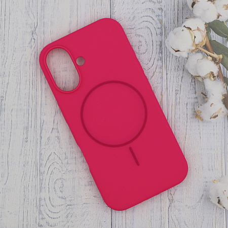 Чехол-накладка для iPhone 16, Silicon Case, магнитный (MagSafe), без лого, X-CASE, ярко-розовый